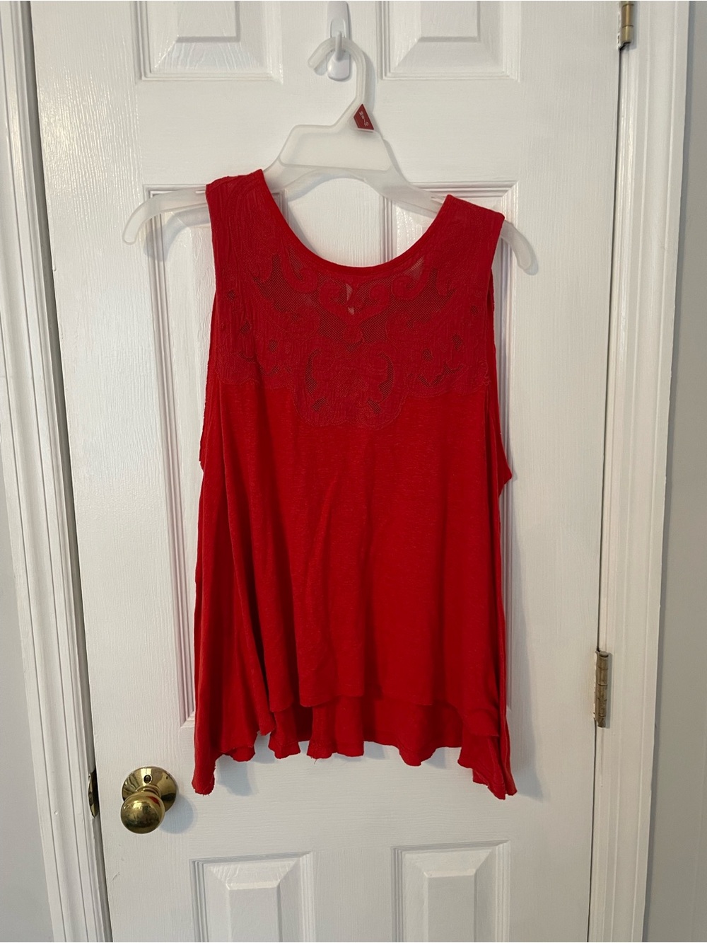 Red Flowy Lace Free People Tank Top